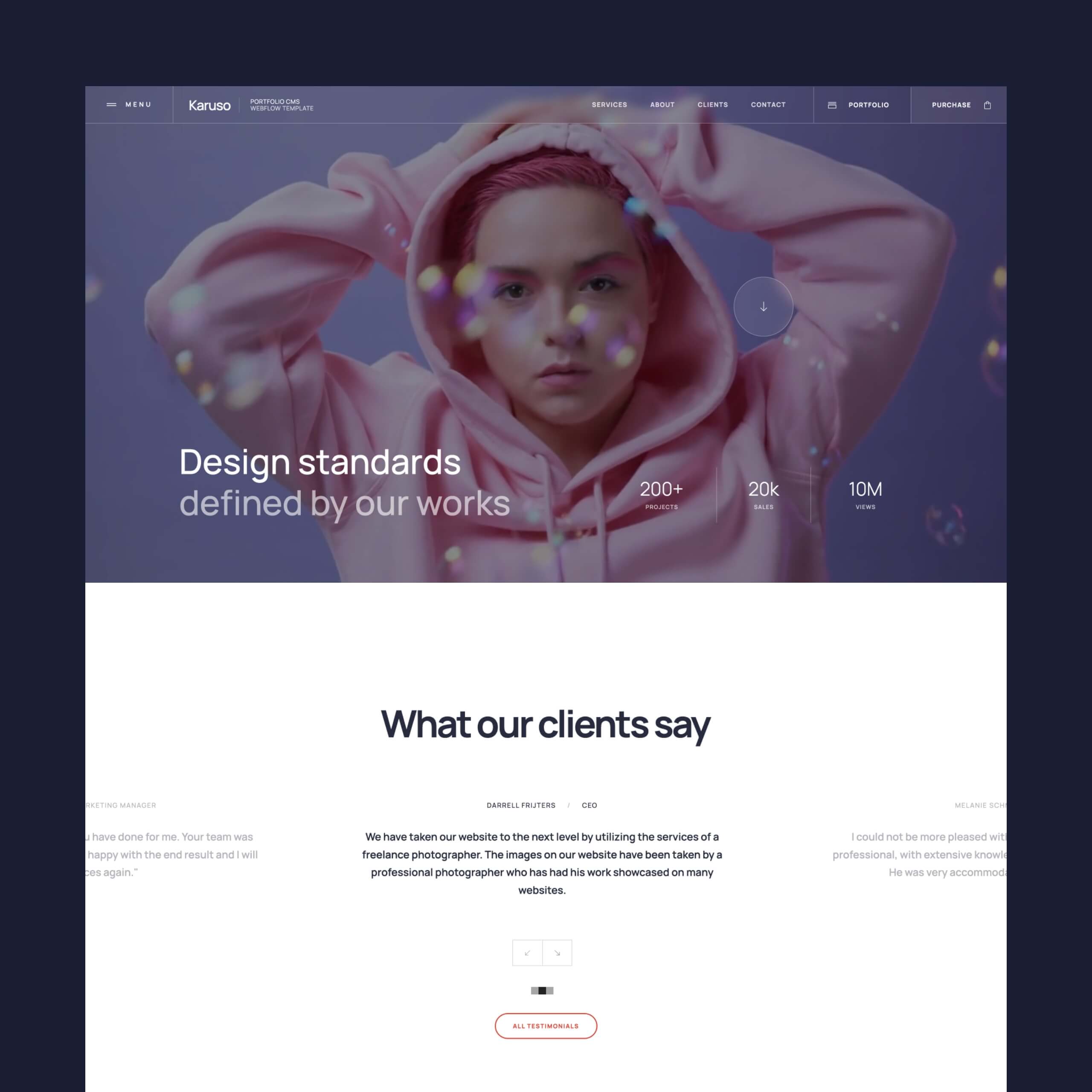 Karuso - Portfolio Webflow website template