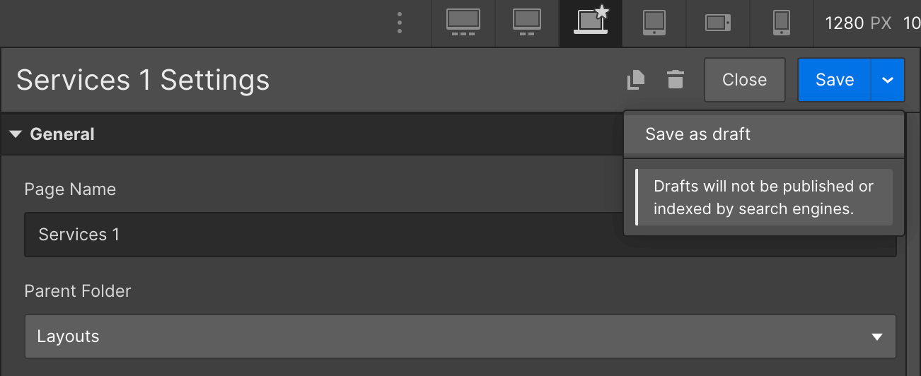 Save as draft button in Webflow