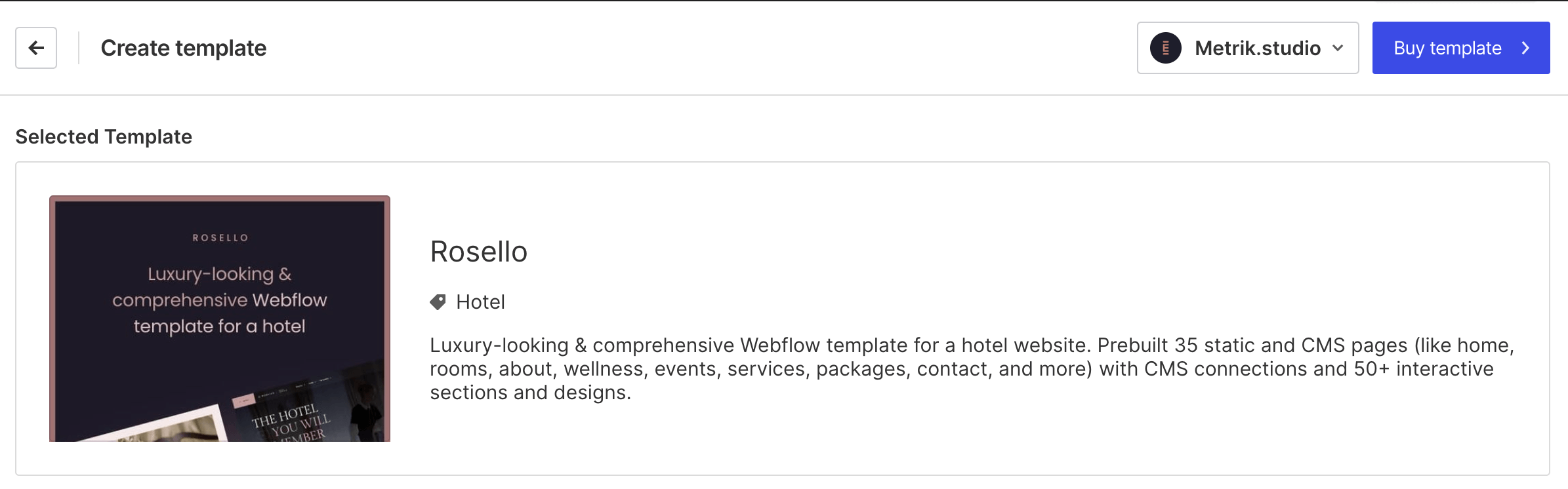 Buy the template page