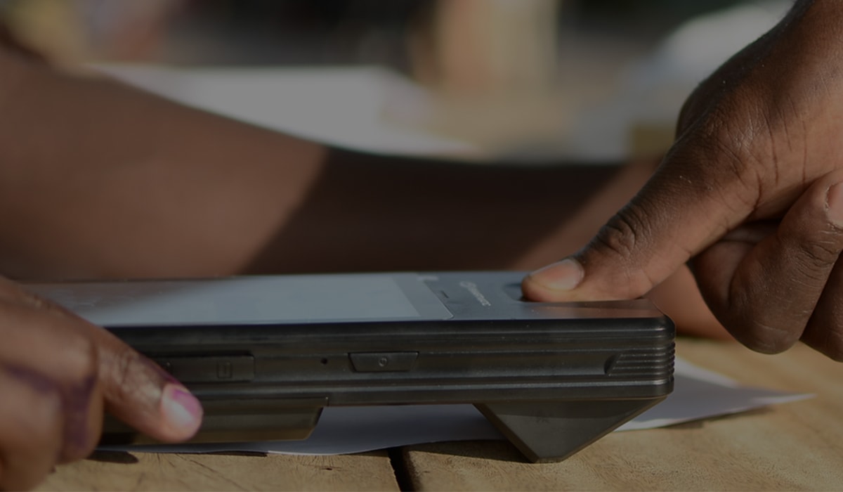 An example of biometric devices being used-Biometric Voter Registration