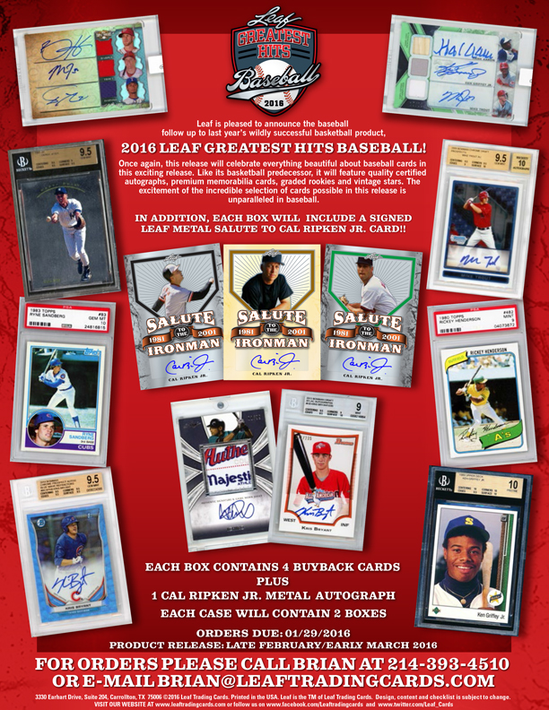 2016 Greatest Hits Baseball Leaf Trading Cards