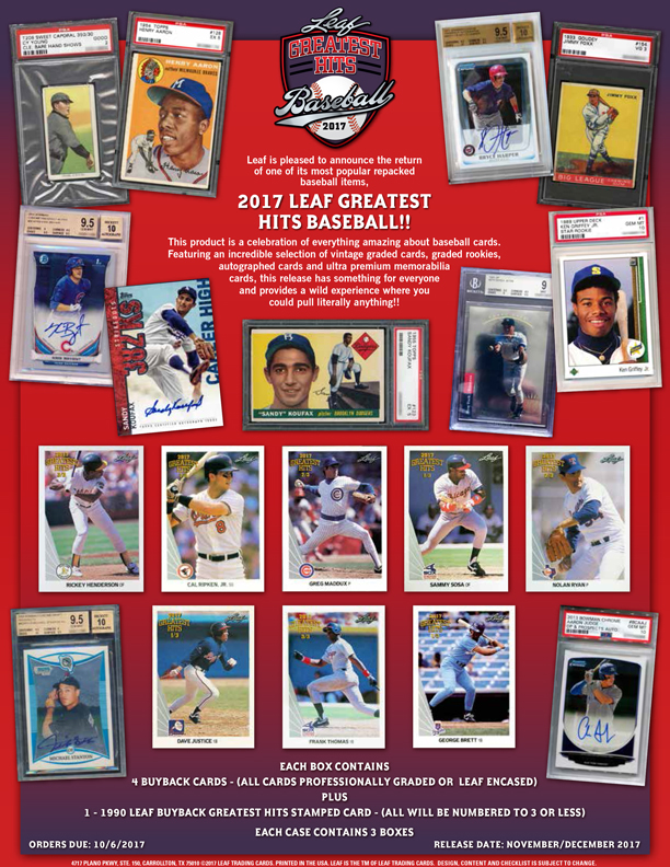2017 Leaf Greatest Hits Baseball Leaf Trading Cards