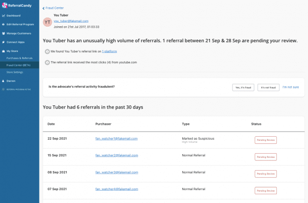 content-creator-influencer-suspicious-customer-referral--fraud-center-referralcandy