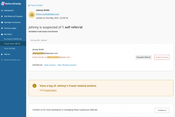 suspected-self-referral-fraud-profile--fraud-center-referralcandy