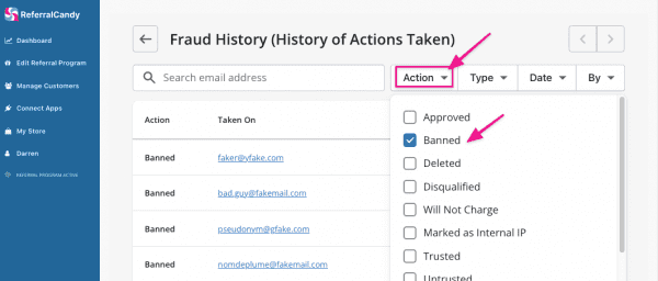 fraud-center-referralcandy-fraud-history-filter-by-actions