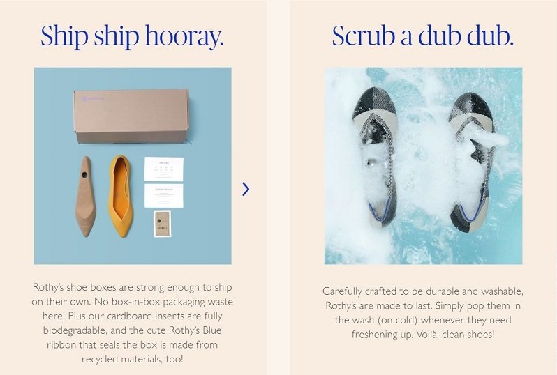 product branding - rothy's shoes humour