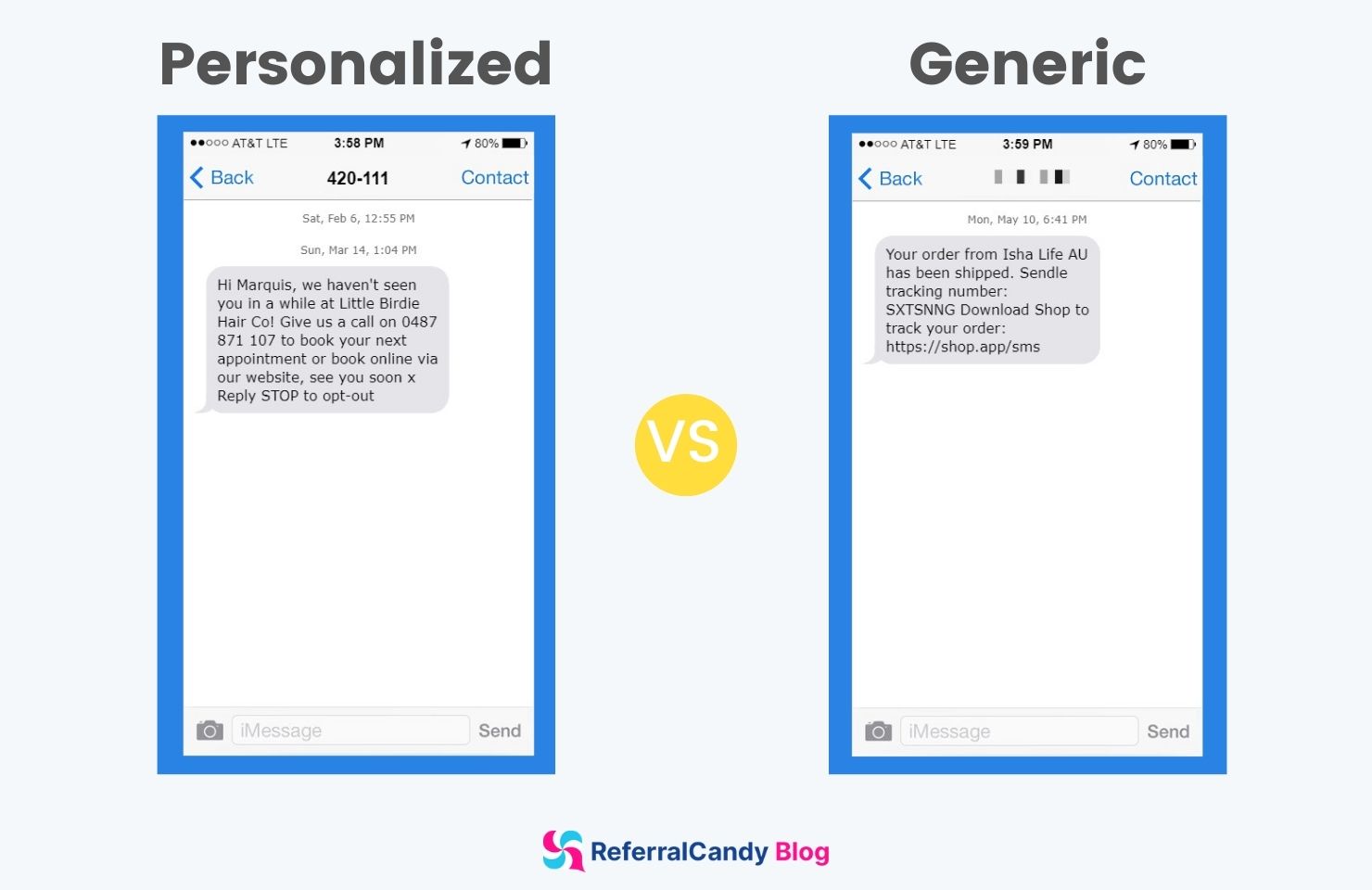 personalized text message marketing examples