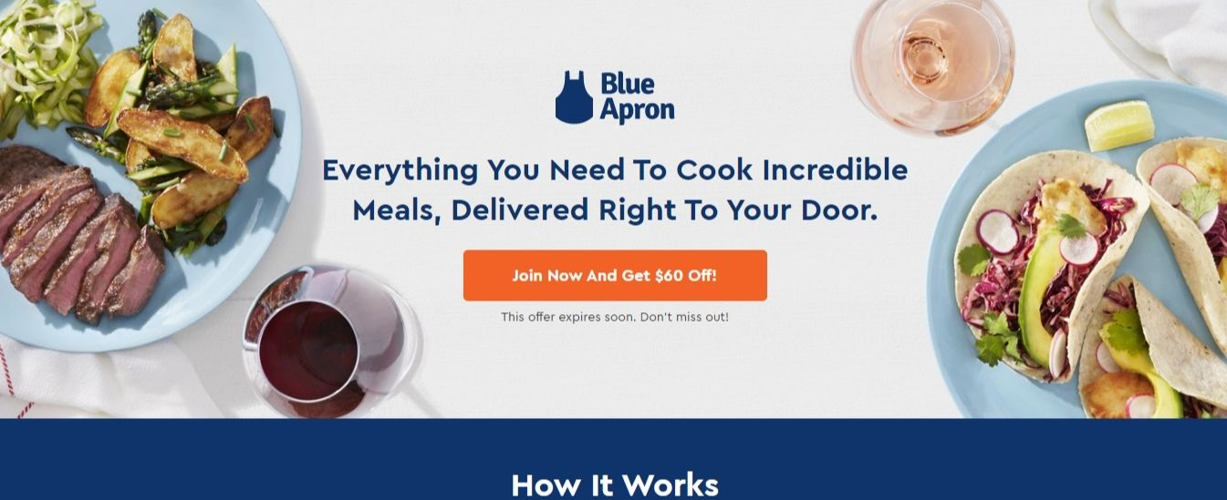 best ecommerce landing pages high converting blue apron food cooking meals urgency top ecommerce landing page