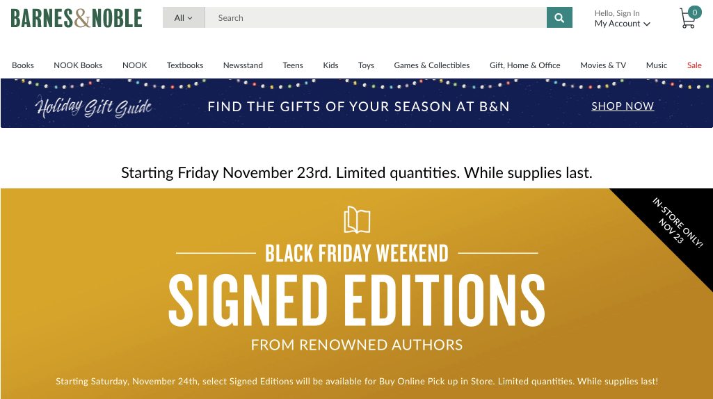 Signed Edition Books Black Friday Barnes Noble