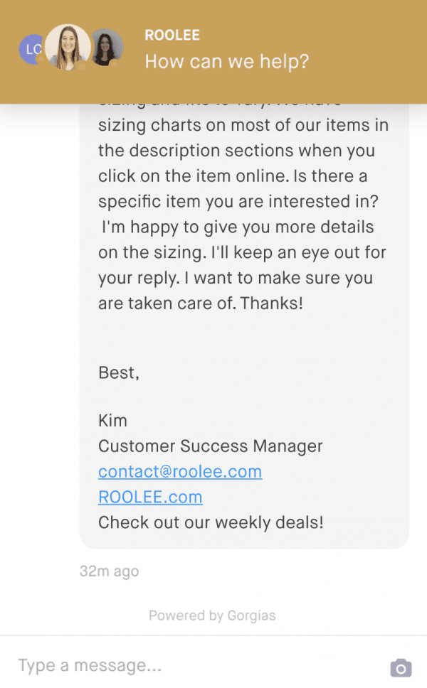 roolee live chat customer success