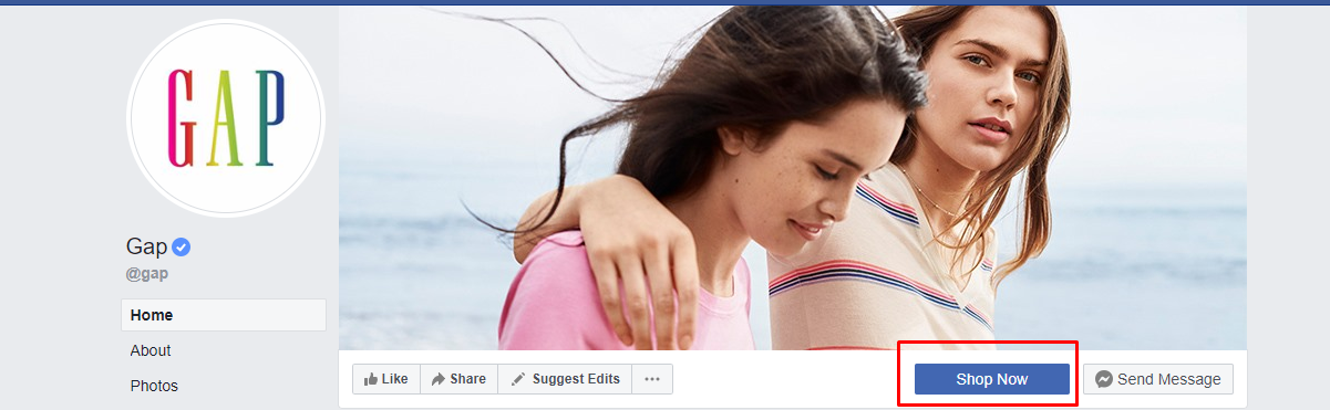 gap facebook cta example - ecommerce list building strategies