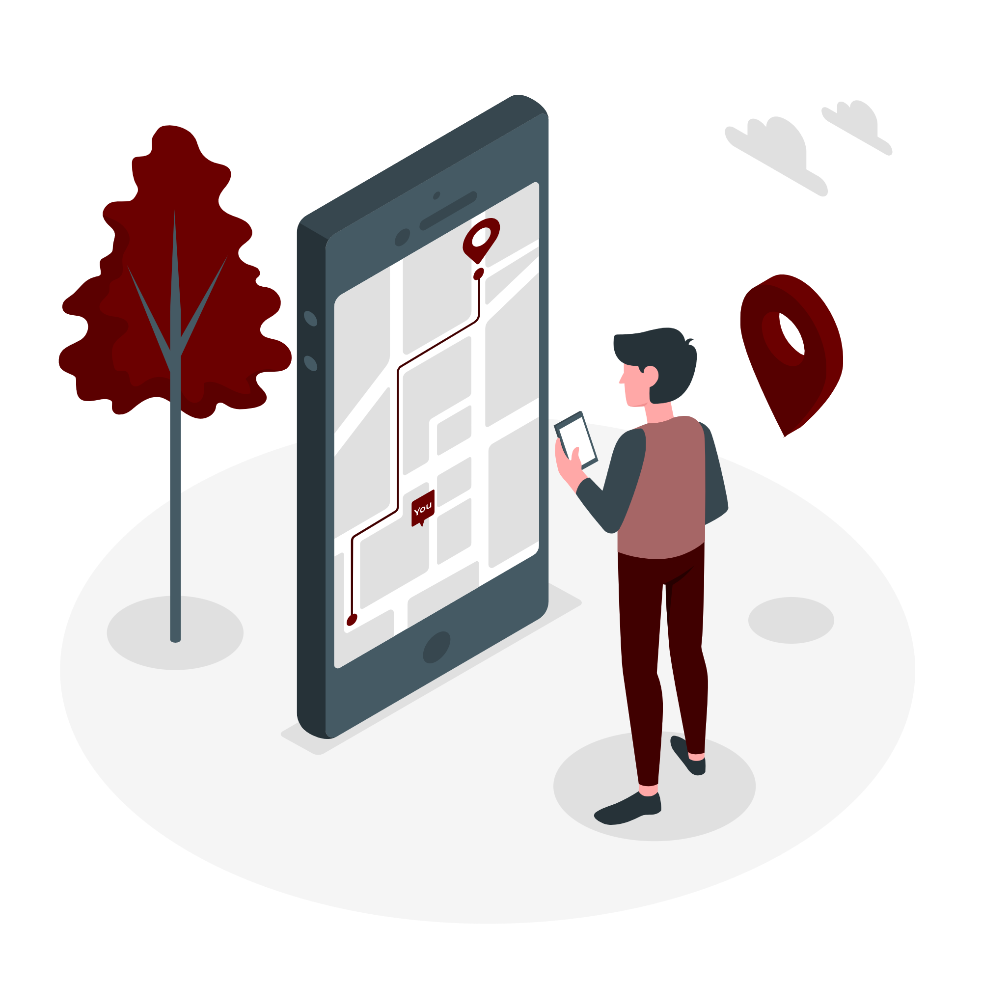 man looking at phone map