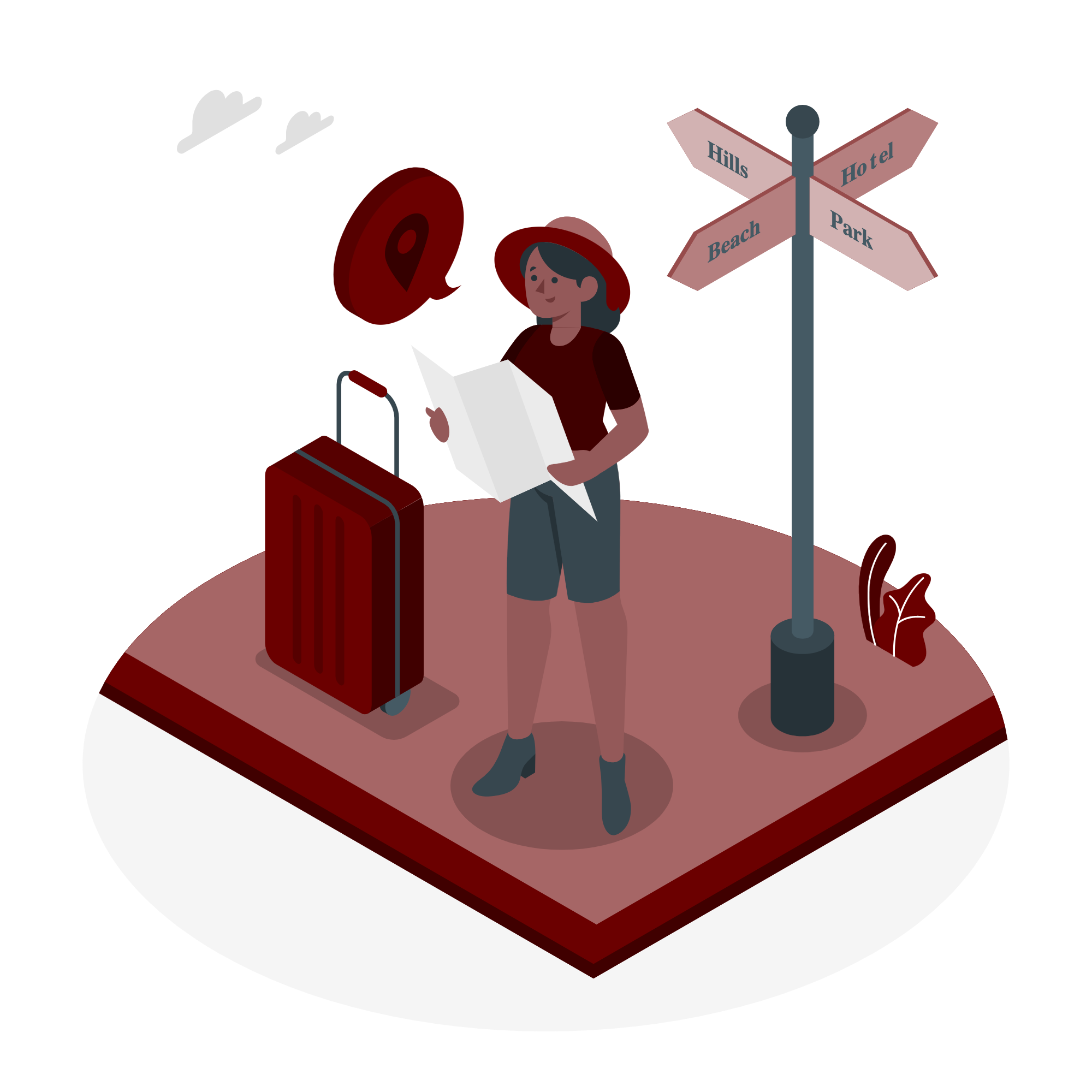 girl looking at map