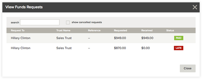 Track payments