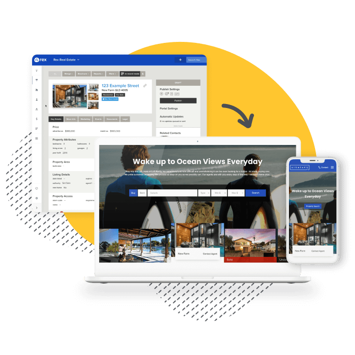 image of siteloft real estate website and rex crm integration