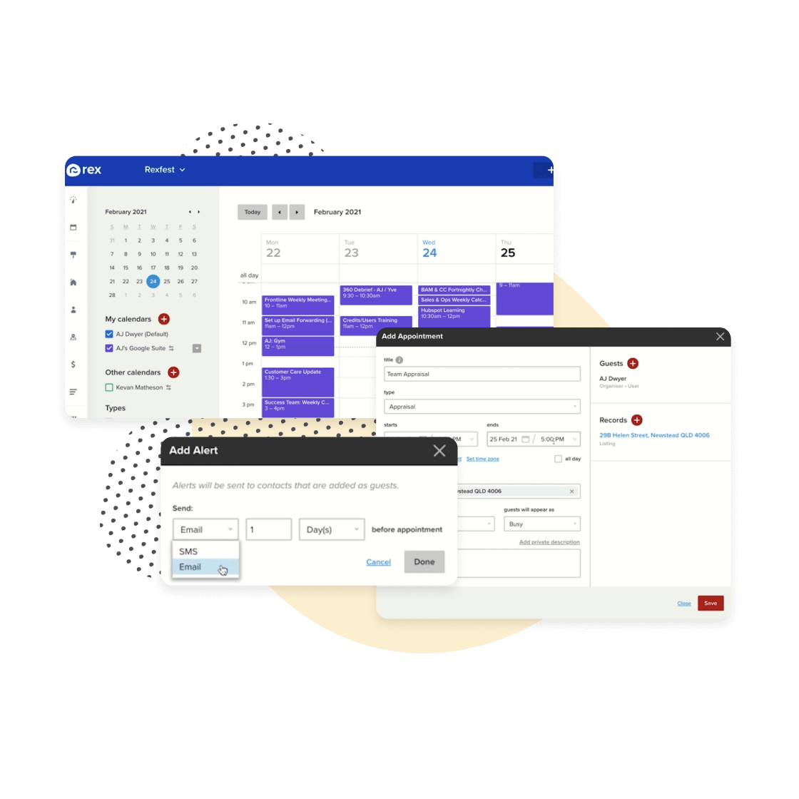 rex crm calendar feature for real estate agents