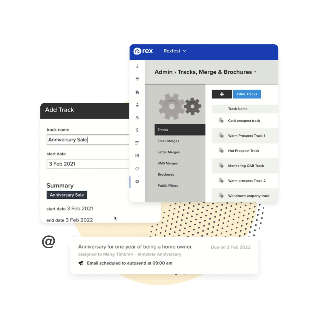 Image of rex real estate crm tracks feature for automation and workflows