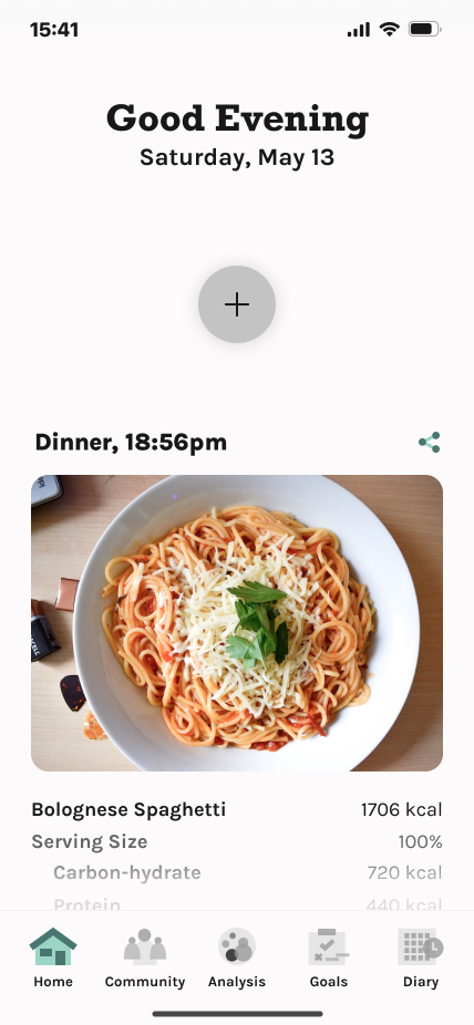 A plus button on the top of the page for user quick access
