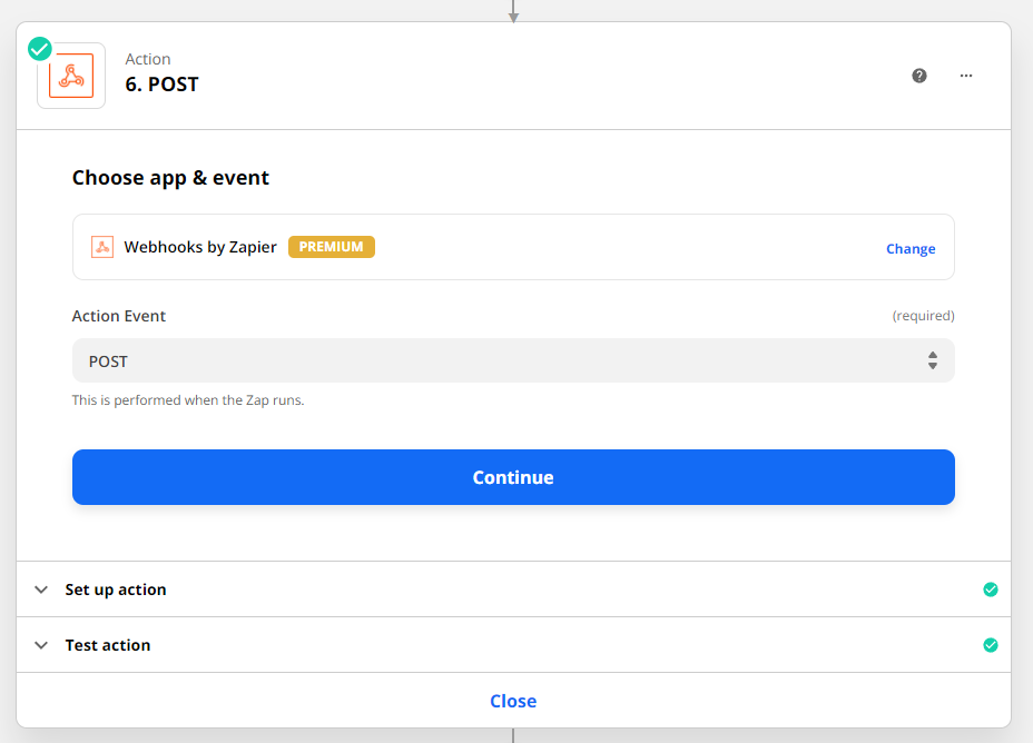 Add a "POST" webhook to your Zap