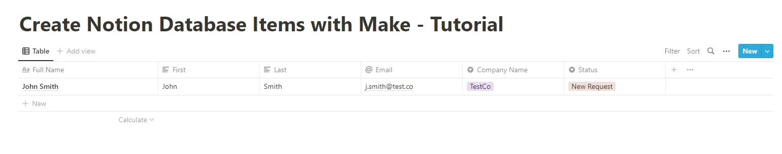 A table view of the Automatically generated entry from the automation