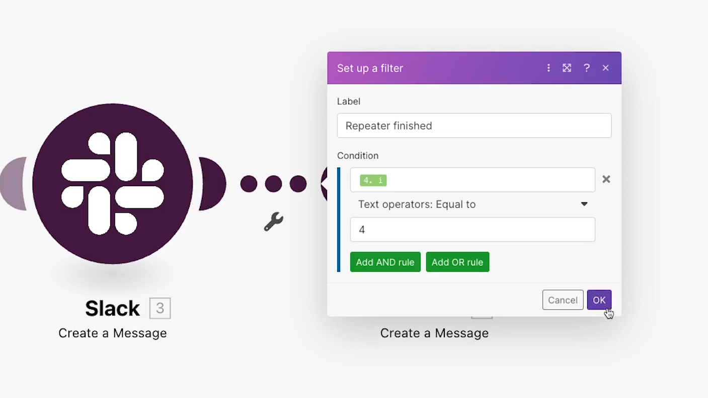 Make your filters condition when the iteration number equals the total number of iterations you want