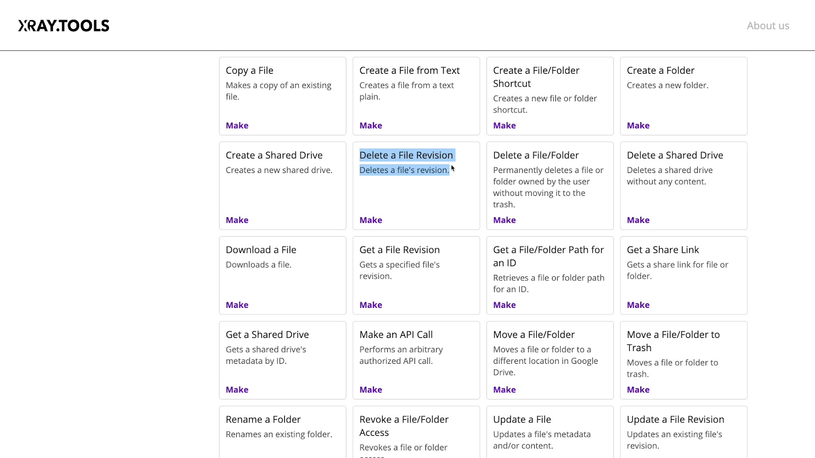 Compare each provider's unique capabilities on XRay.Tools. 