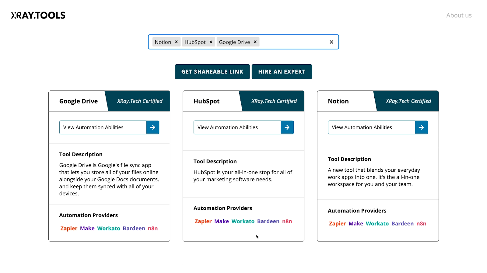 compare automation providers on XRay.Tools