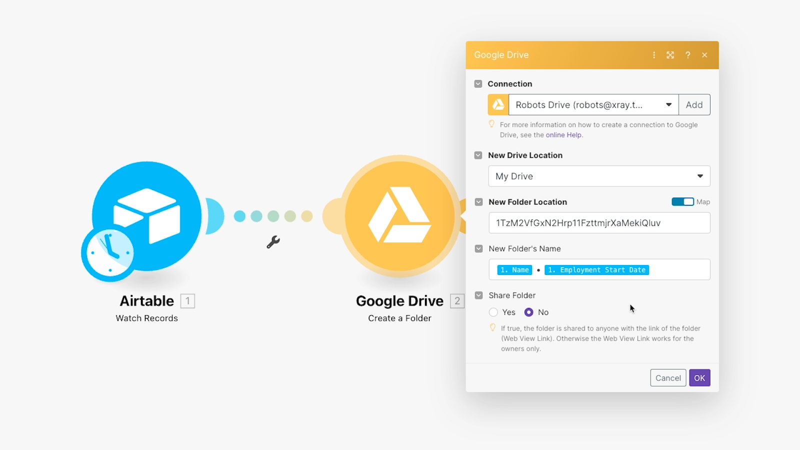 Each module in Make can be configured with a simple form