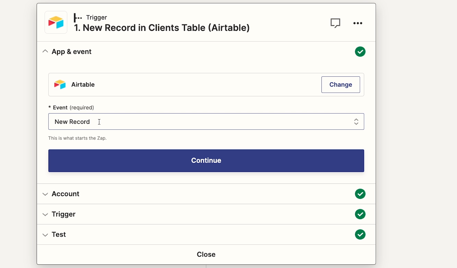 Zapier offers a simple, linear interface for building automations.