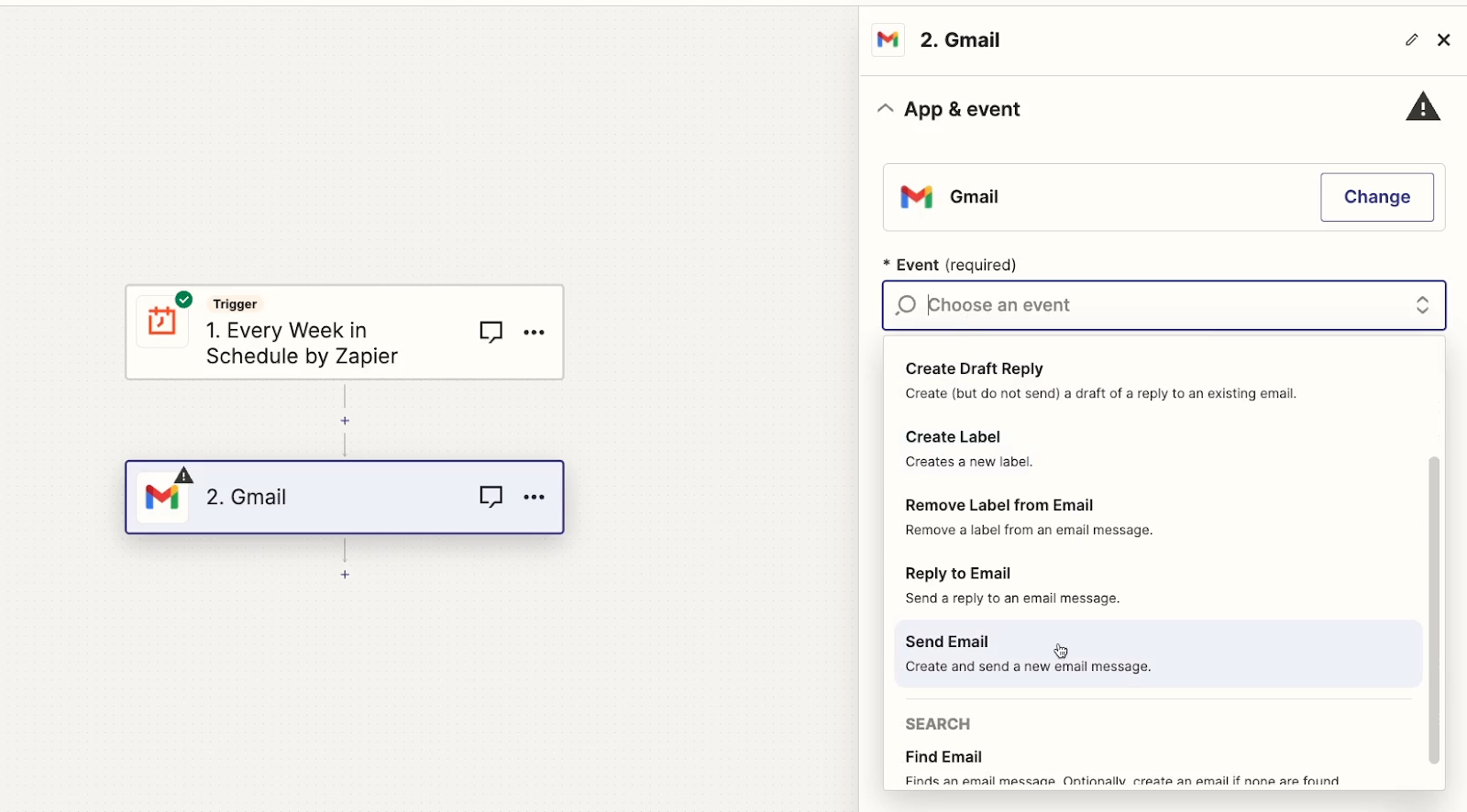 add an automated "Send email" step