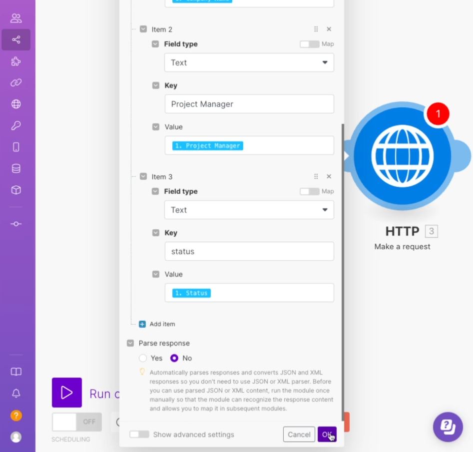 Adding key-value pairs to the HTTP request