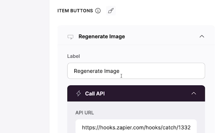 updating the label of a Call API button in Softr