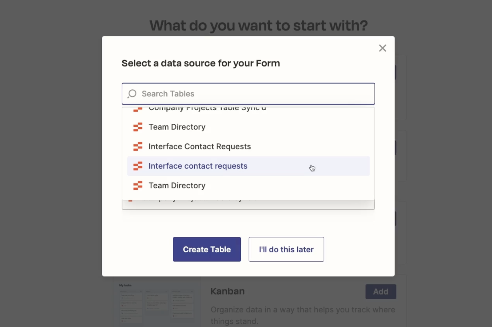 Connecting the form to a table