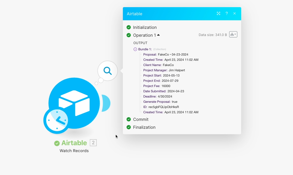 An Airtable trigger in Make