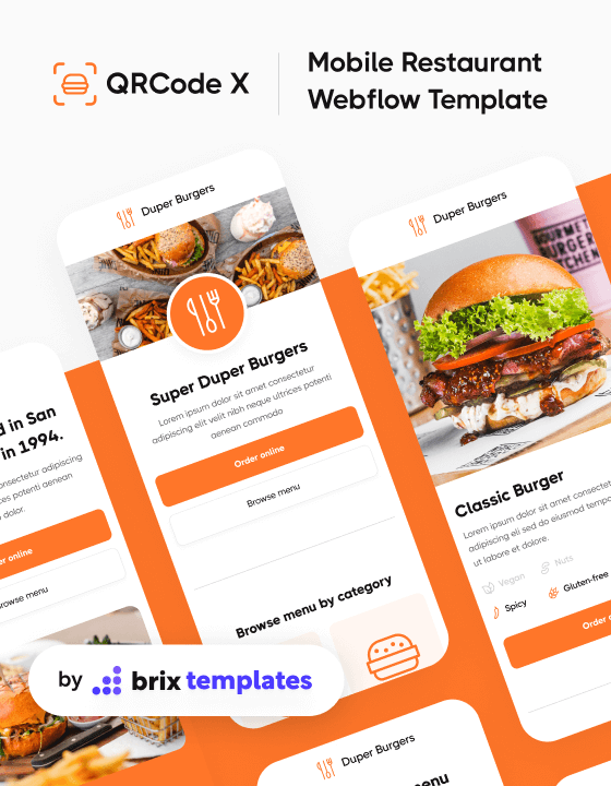 QR Code X - New Restaurant Webflow Template