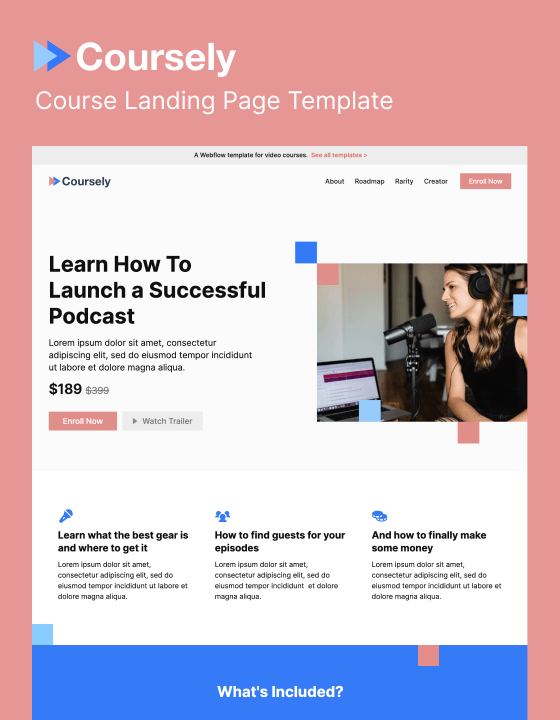Coursely - New Learning Webflow Template