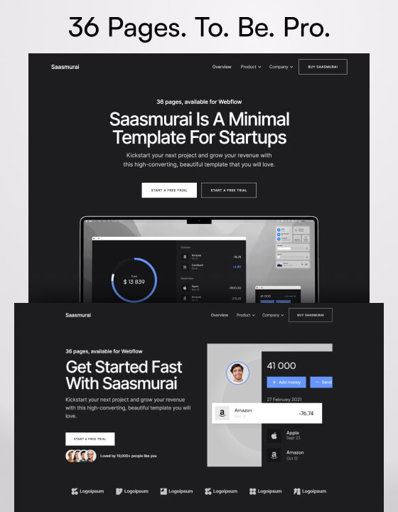 Saamurai - New SaaS Webflow Template