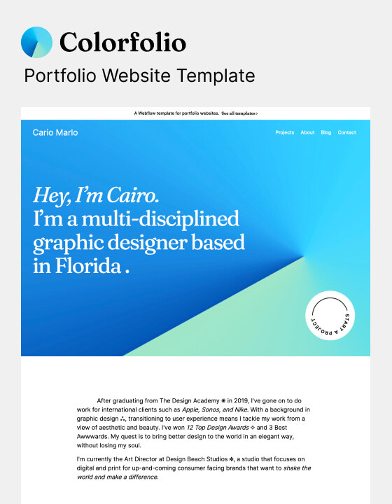Colorfolio - New Portfolio Webflow Template
