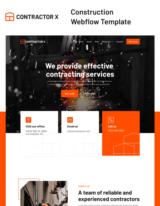 Contractor X - New Construction Webflow Template