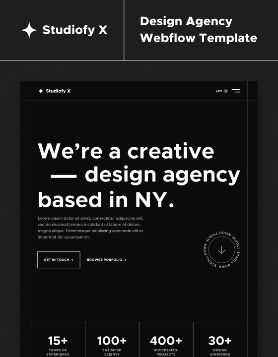 Studiofy X - New Agency Webflow Template
