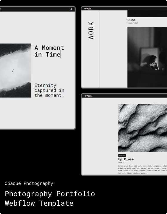 Opaque - New Photography Webflow Template