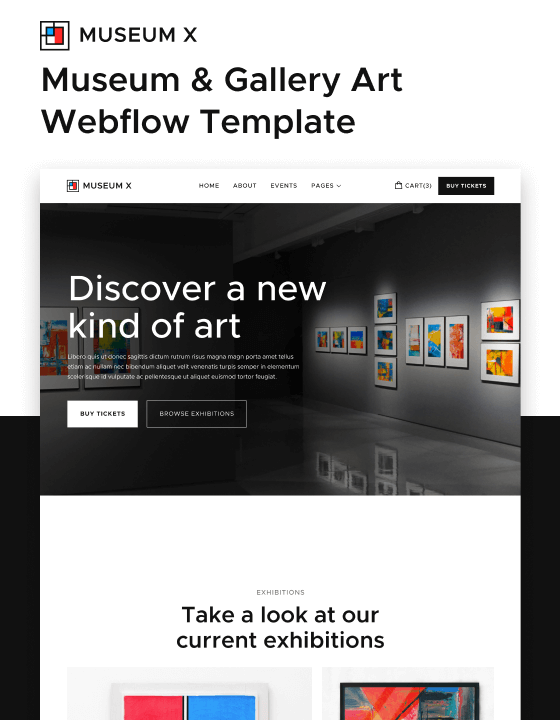 Museum X - New Artist Webflow Template