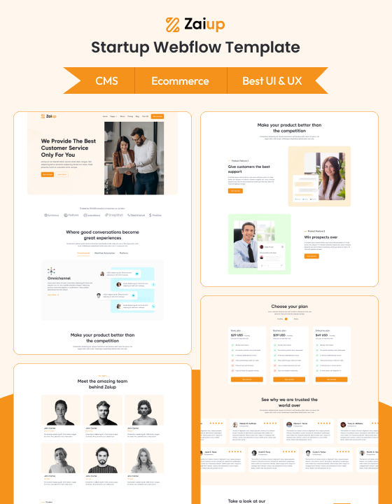 Zaiup - New Startup Webflow Template