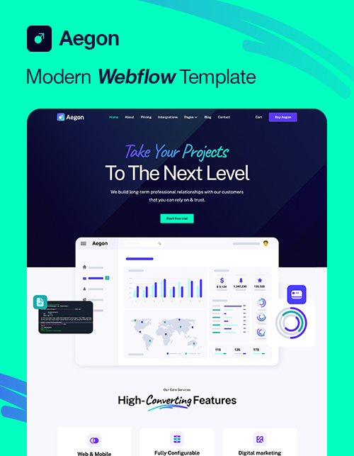 Aegon - New SaaS Webflow Template