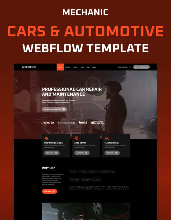 Mechanic 128 - New Cars Webflow Template