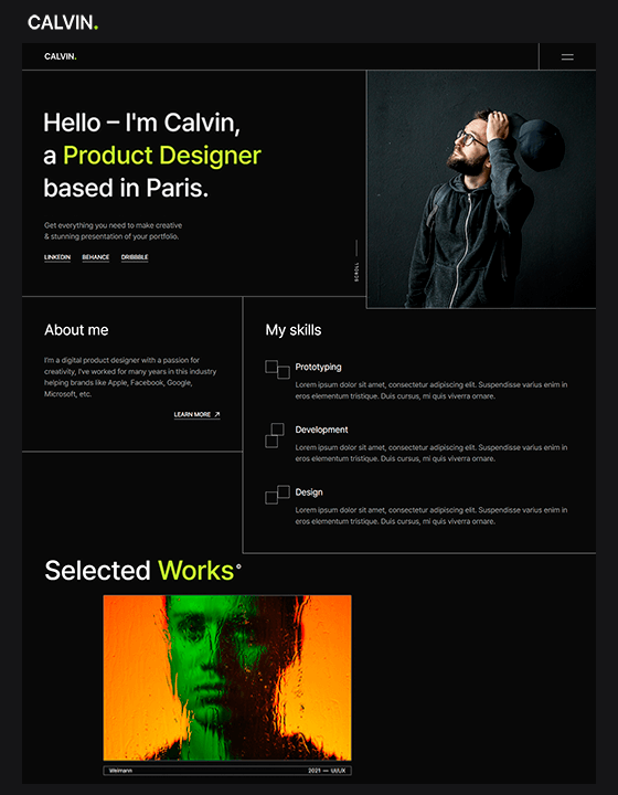 Calvin - New Portfolio Webflow Template