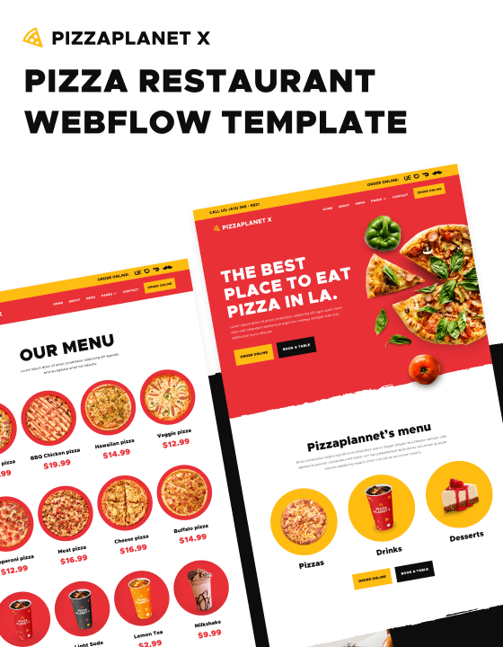 Pizzaplanet X - New Restaurant Webflow Template