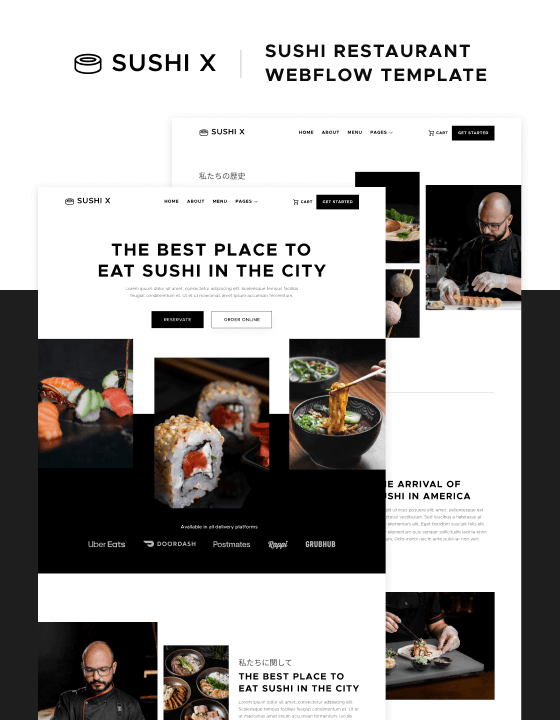 Sushi X - New Restaurant Webflow Template