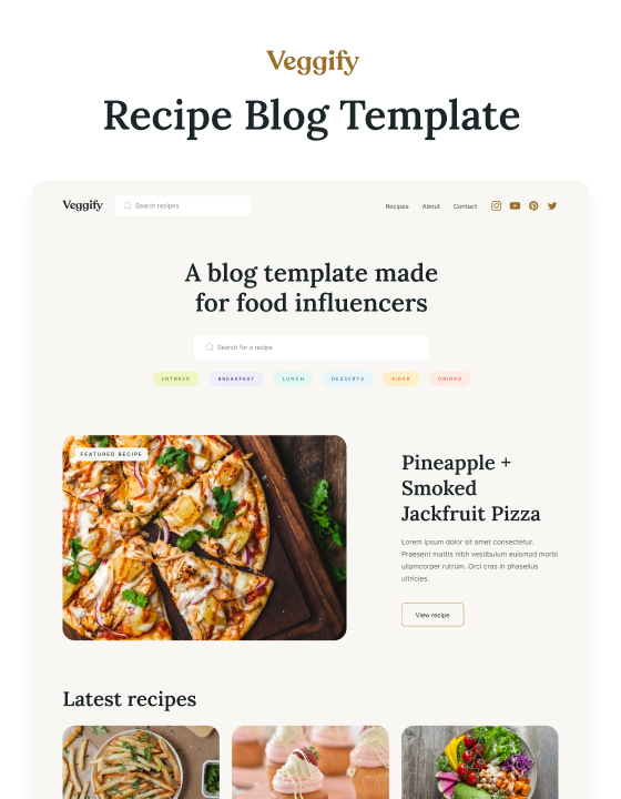 Veggify - New Recipe Webflow Template