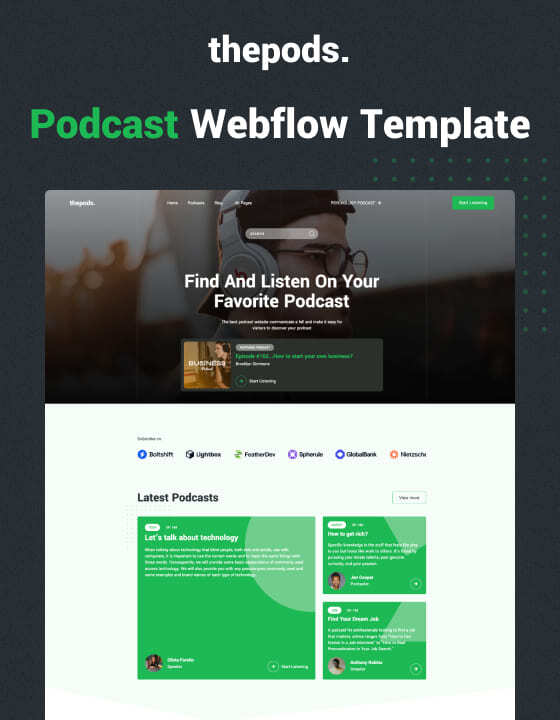 Thepods - New Podcast Webflow Template